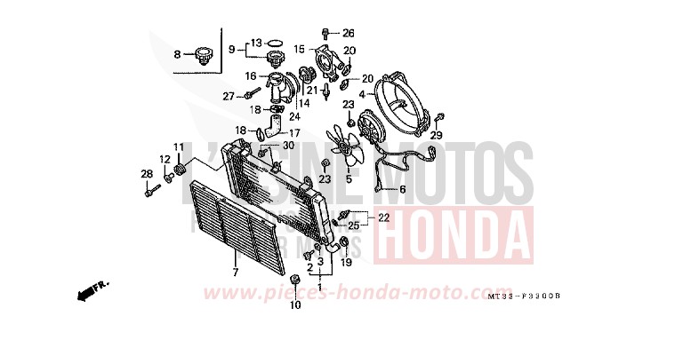 RADIATOR for Pan-European ABS LAPIS BLUE METALLIC (PB257D) from 1994